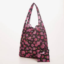 Load image into Gallery viewer, Black Rose Eco Foldable Shopping Bag
