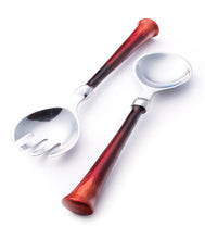 Load image into Gallery viewer, Recycled Aluminium &amp; Red Enamel Salad Servers-AL340
