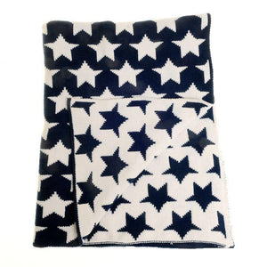 Navy & White Star Chenille Baby Blanket