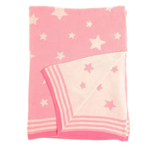 Load image into Gallery viewer, pink-star-knitted-baby-blanket
