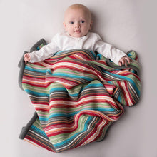 Load image into Gallery viewer, Colourful Bright Striped Knitted Baby Blanket 
