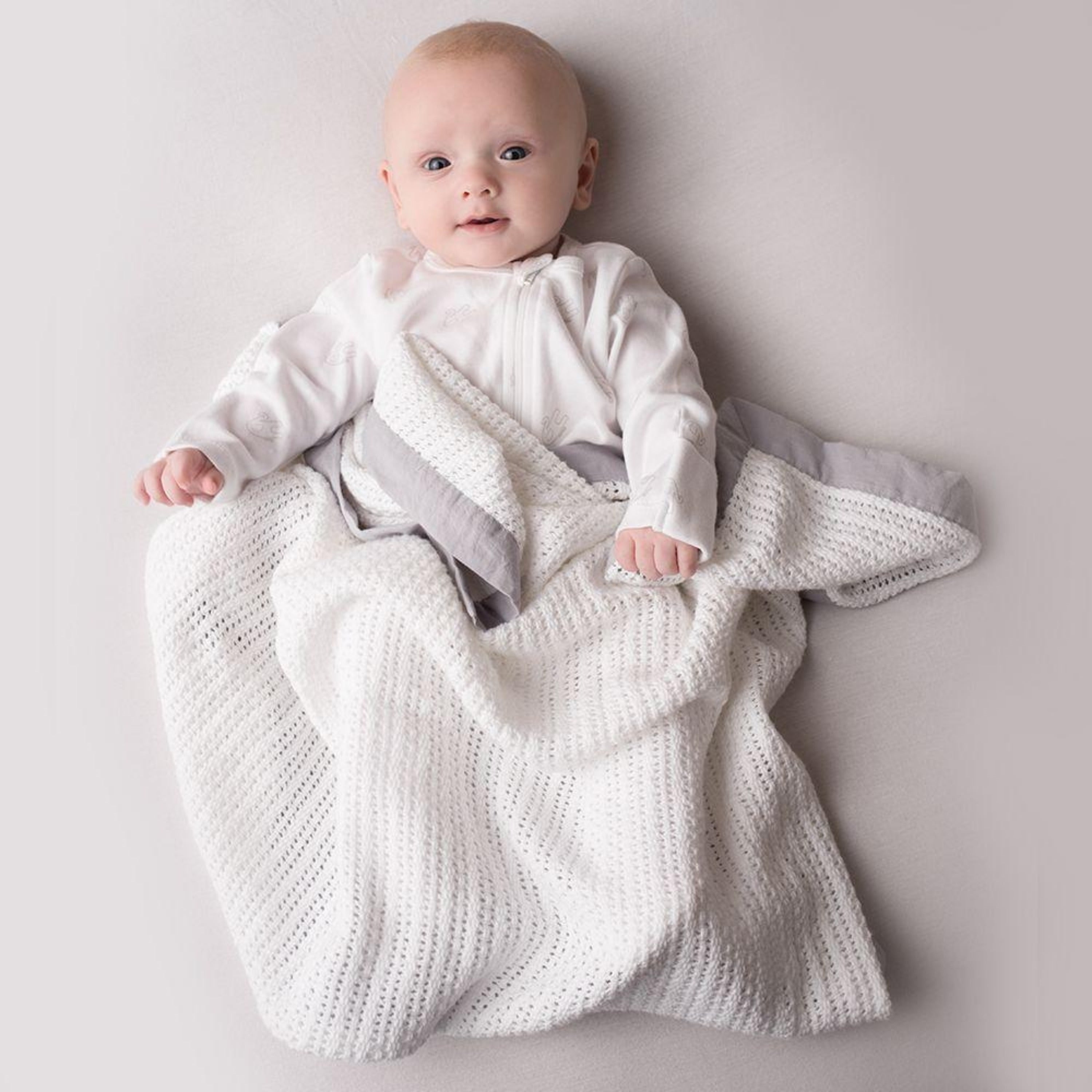 White cellular baby online blanket