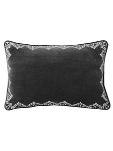 Embroidered Charcoal Velvet Cushion