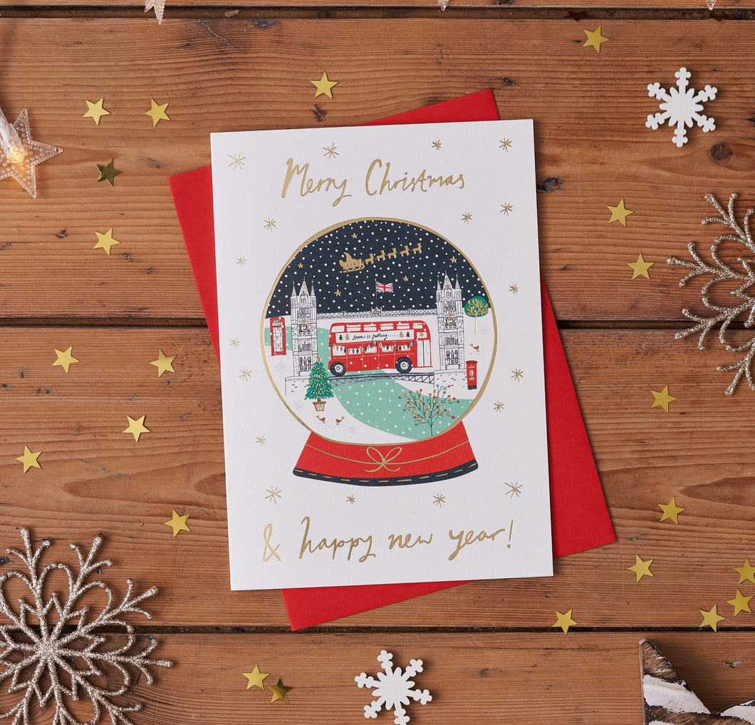Tower Bridge Snow Globe Christmas Card Pack of 8