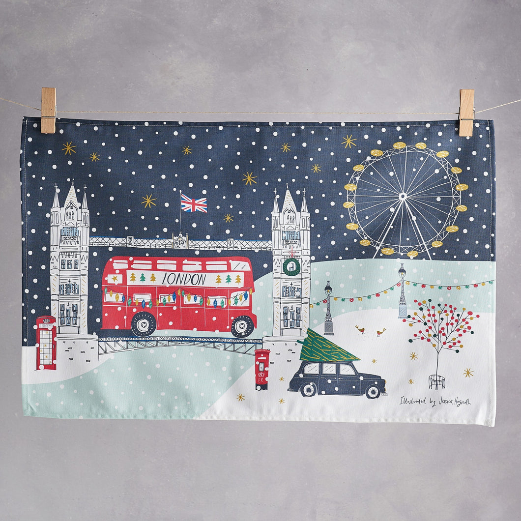 London Bridge Christmas Tea Towel