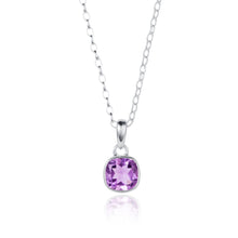 Load image into Gallery viewer, Silver Amethyst Gem Squared Pendant
