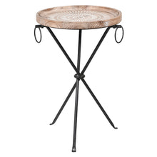 Load image into Gallery viewer, BRN/WHT Swirl Round Side Table
