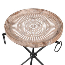 Load image into Gallery viewer, BRN/WHT Swirl Round Side Table
