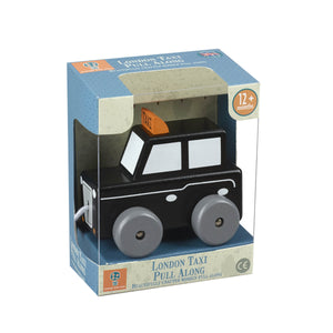 Traditional Wooden Pull Along London Black Cab Toy