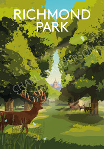 Richmond Park Digital Art Print A4