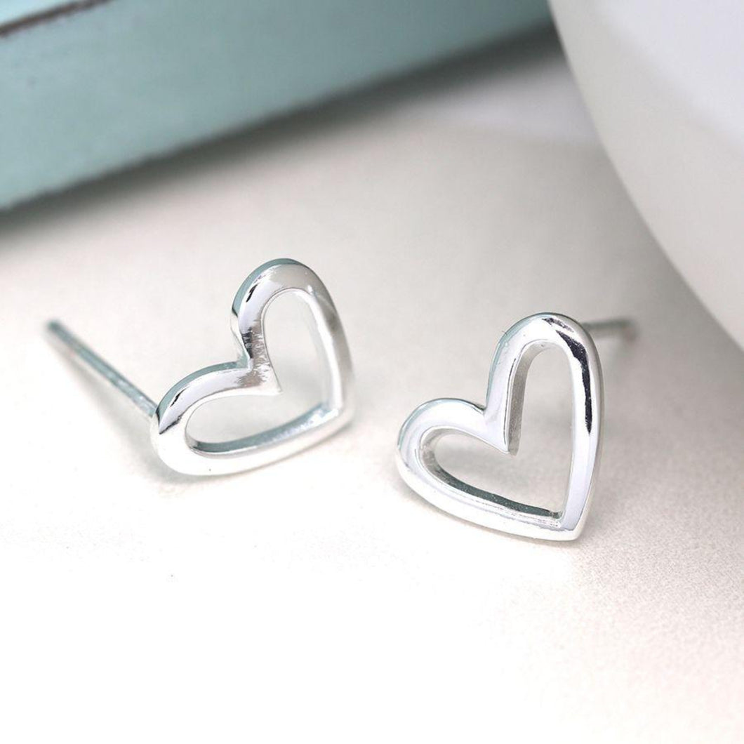 Sterling Silver Irregular Heart Stud Earrings