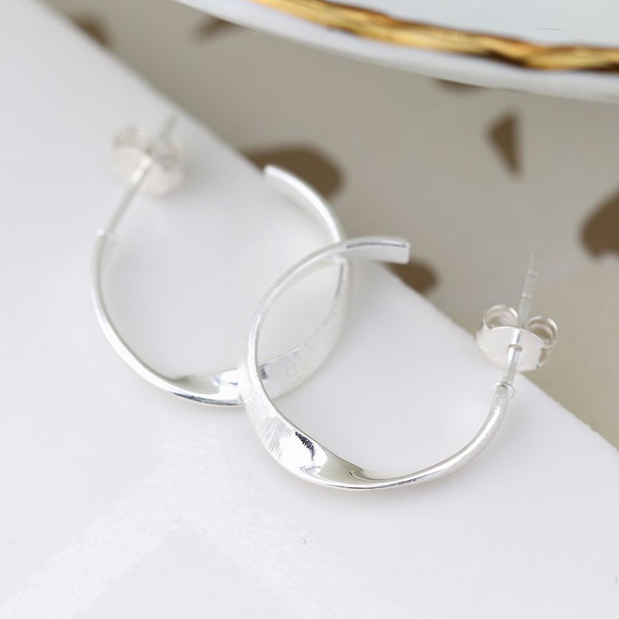 Silver Twist Hoops