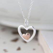 Load image into Gallery viewer, Sterling Silver Rose Gold Double Heart Necklace
