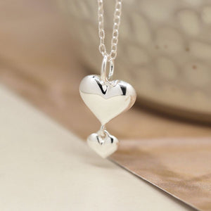 Silver Double Drop Hearts Pendant