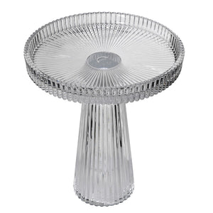 Large Ribbed Clear Candle Stand
