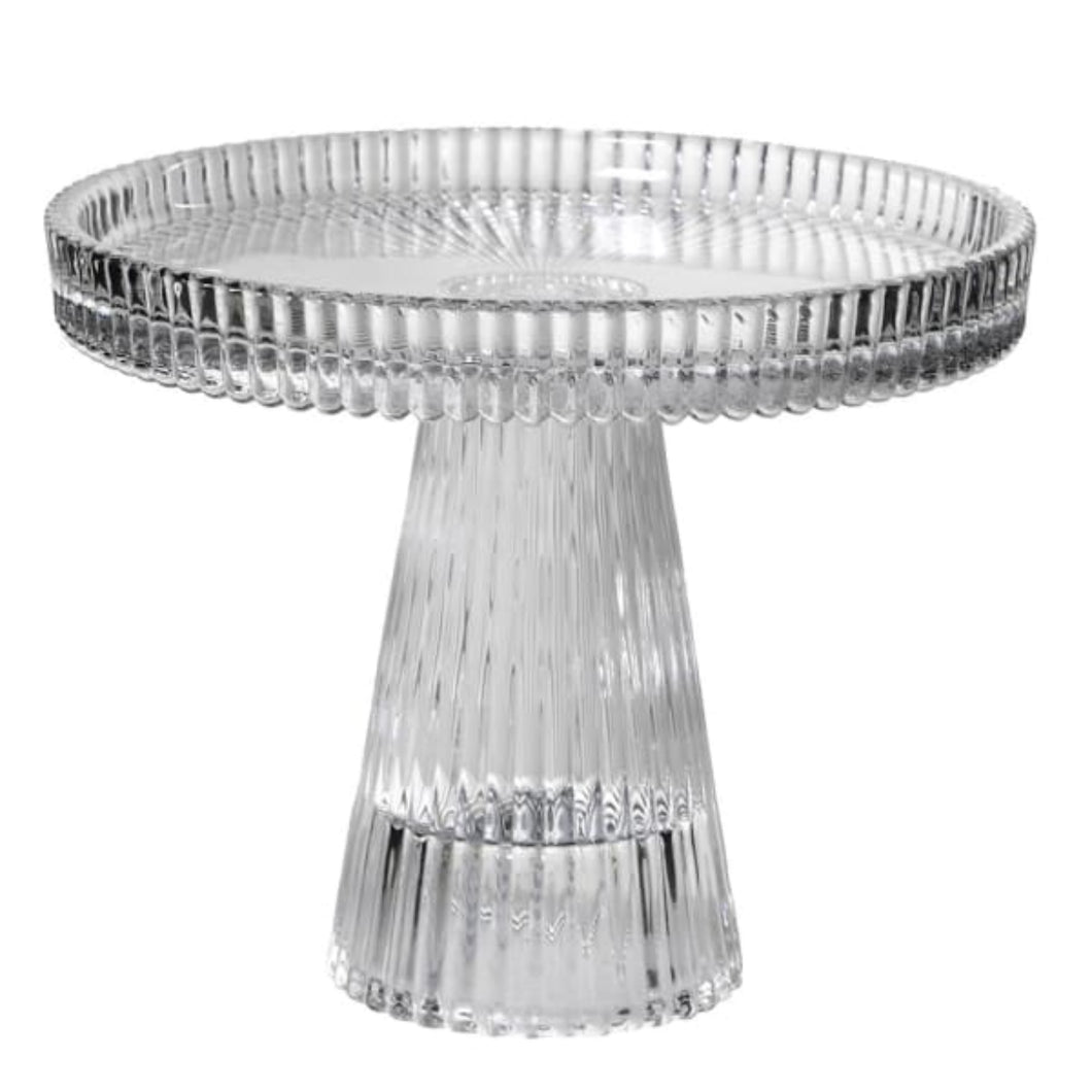 Small Ribbed Clear Candle Stand