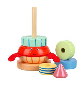 Traditional Wooden Stacking Ring Hermit Crab Toy