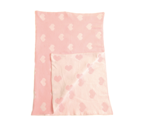 Pink Hearts Chenille Baby Blanket