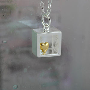Heart of Gold Silver Pendant 24"