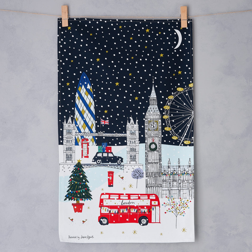 London Scene Christmas Tea Towel