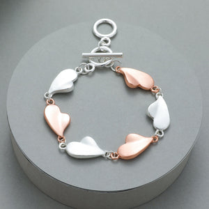 Silver & Rose Heart Bracelet