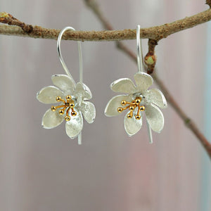 Water lily Hook Sterling Silver Earrings