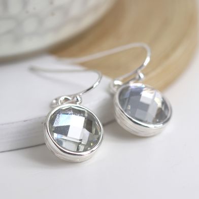 Silver Plated Crystal Round Earrings