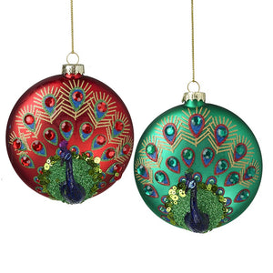 Glass Peacock Bauble