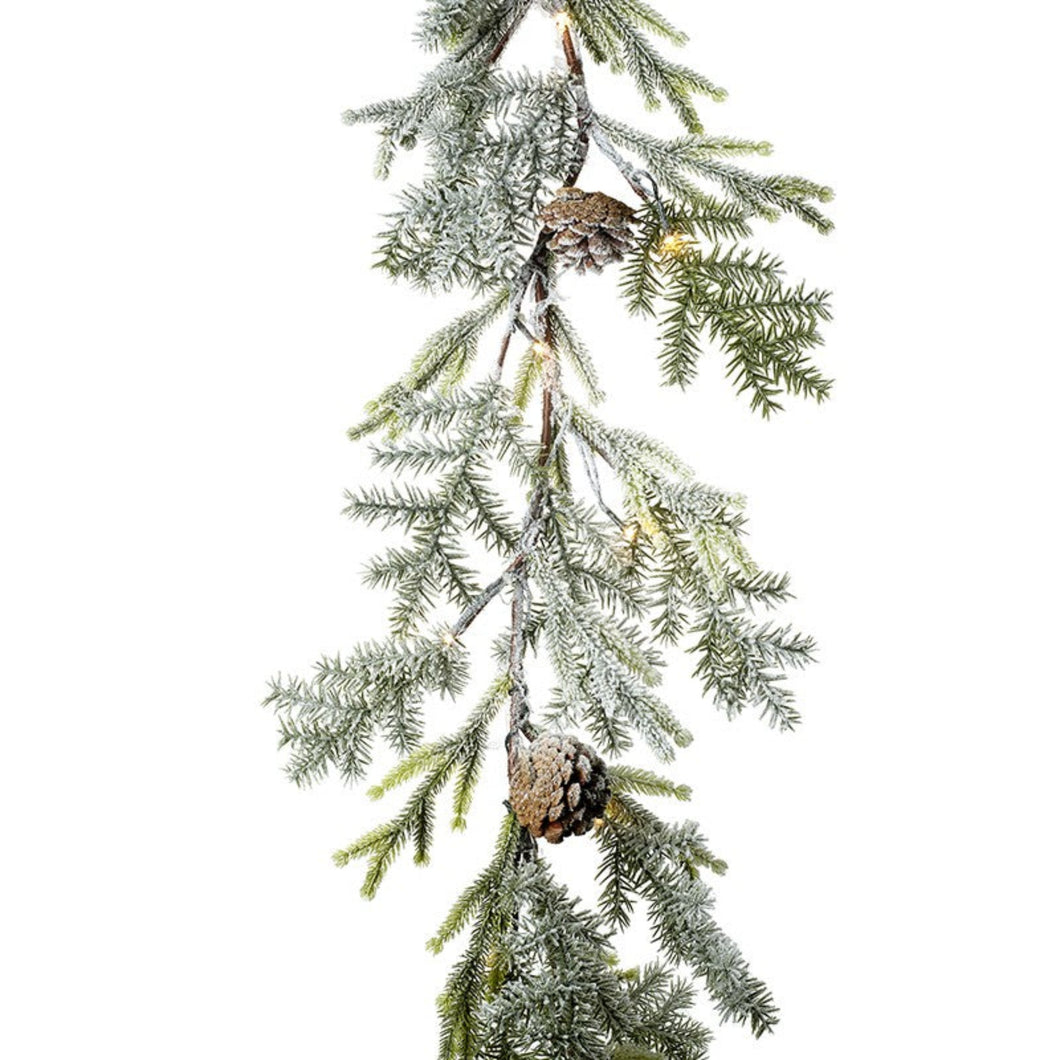 Green Leaf Garland With Pinecones