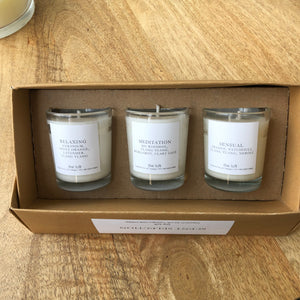 Relax, Sensual & Meditation - Set of 3 Votive Glass Candles