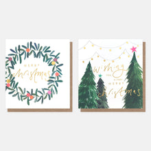 Load image into Gallery viewer, Wreath &amp; Tree Charity Cards Pack of 8
