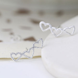 Silver Triple Heart Earrings
