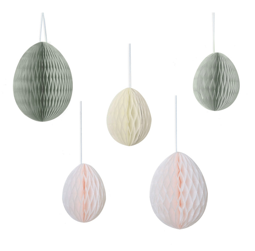 Pastel Honeycomb Hanging Easter Egg Decorations