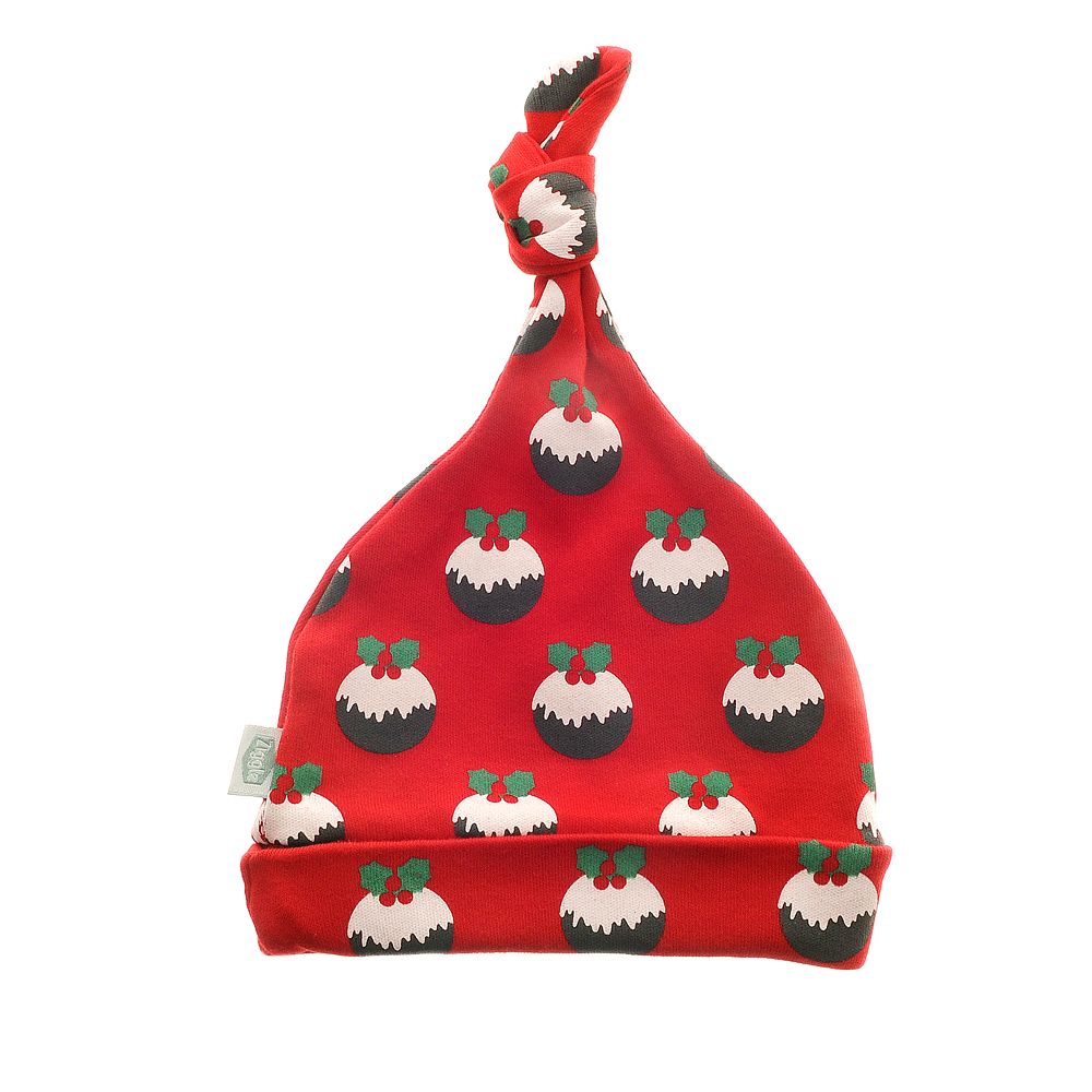 Christmas Pudding Print Knotted Hat