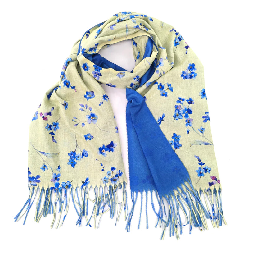 Yellow Forget Me Not Pashmina Style Scarf