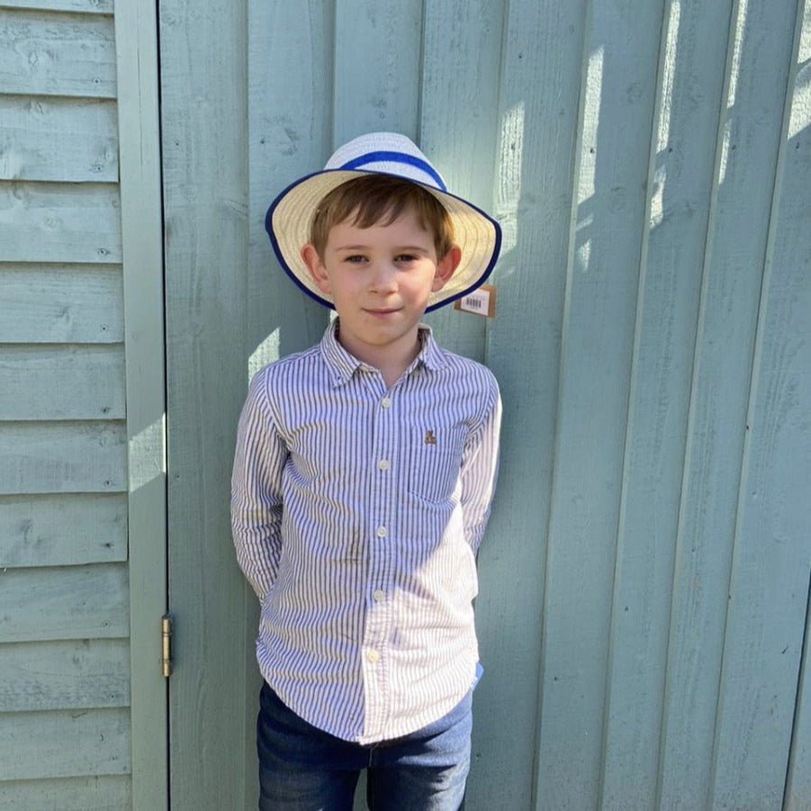 Children's Panama Foldable Hat – Blue