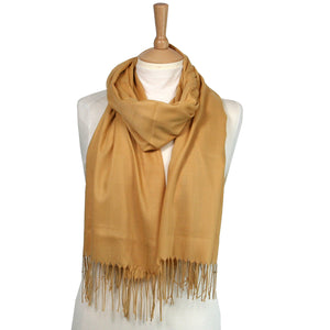 Simple Scarf with Tassels – Mustard