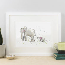 Load image into Gallery viewer, Mum and Baby Elephant Print -Louise Mulgrew A4 print

