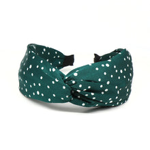 Load image into Gallery viewer, Satin Green/White Dots Headband
