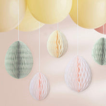 Load image into Gallery viewer, Pastel Honeycomb Hanging Easter Egg Decorations
