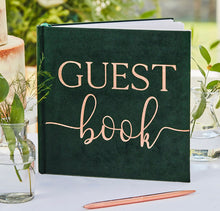 Load image into Gallery viewer, Green Velvet Foiled Guest Book
