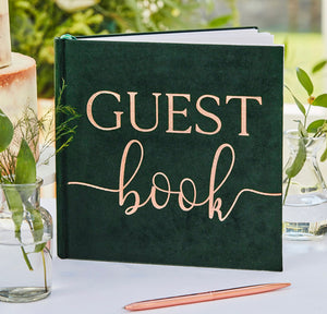 Green Velvet Foiled Guest Book