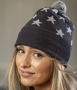 Grey Star Bobble hat