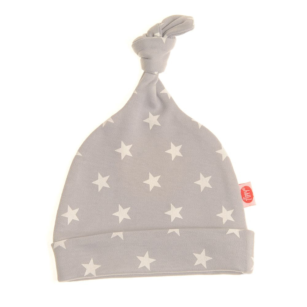 Grey Star Baby Knotted Hat