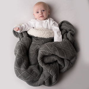Dark Grey Sherpa Fleece Baby Blanket